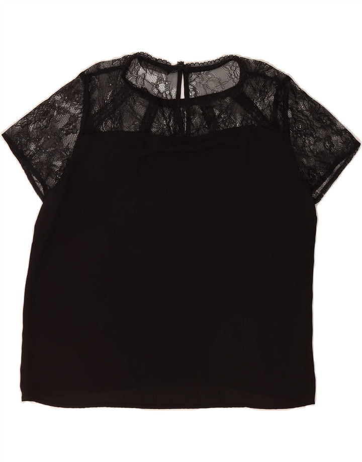 ZARA Womens Blouse Top UK 18 XL Black Floral Vintage Zara and Second-Hand Zara from Messina Hembry 
