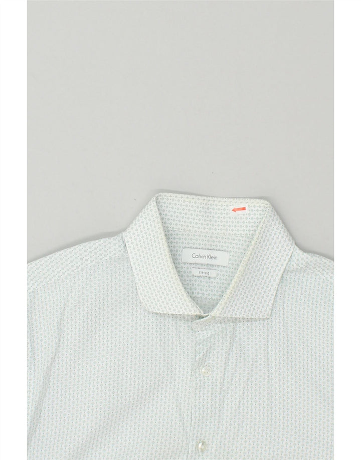 CALVIN KLEIN Mens Fitted Shirt Size 16 41 Large White Argyle/Diamond | Vintage Calvin Klein | Thrift | Second-Hand Calvin Klein | Used Clothing | Messina Hembry 