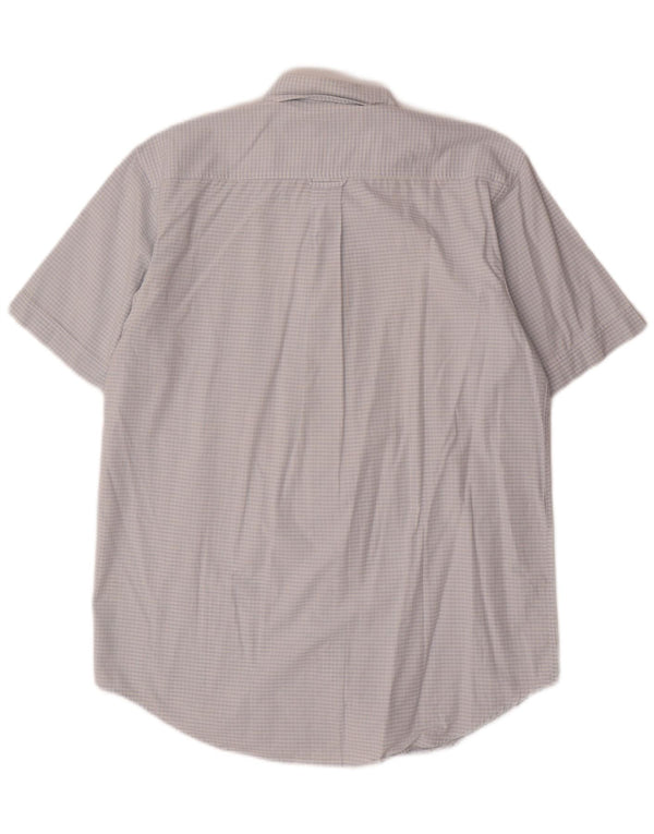 Ballon Kortærmet Herreskjorte Størrelse 40 15 3/4 Medium Blå Ternet Bomuld