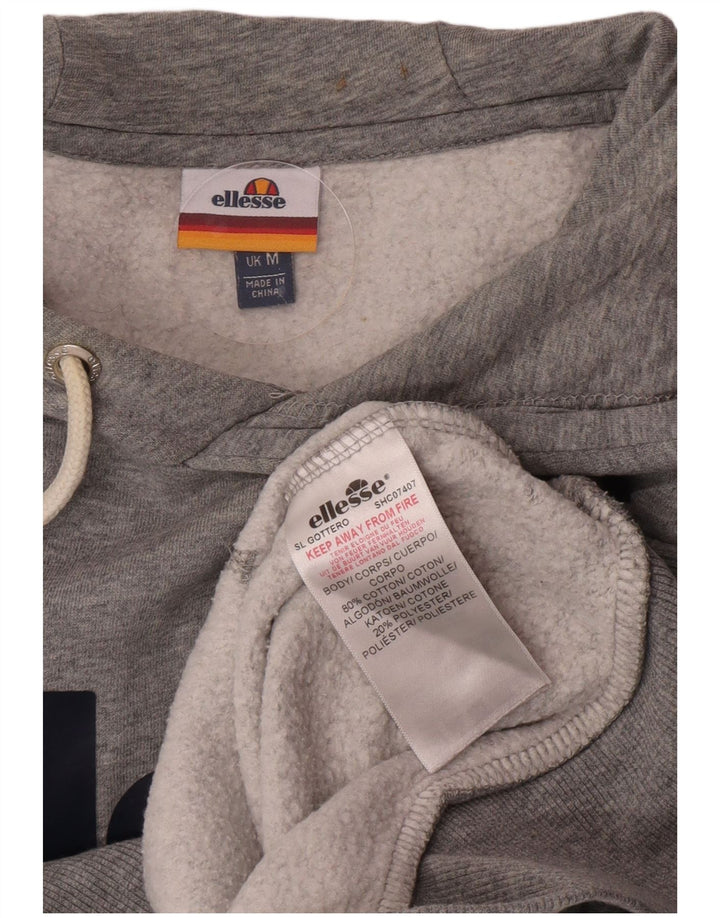 Ellesse Herre Grafisk Hoodie Jumper Medium Grå Bomuld