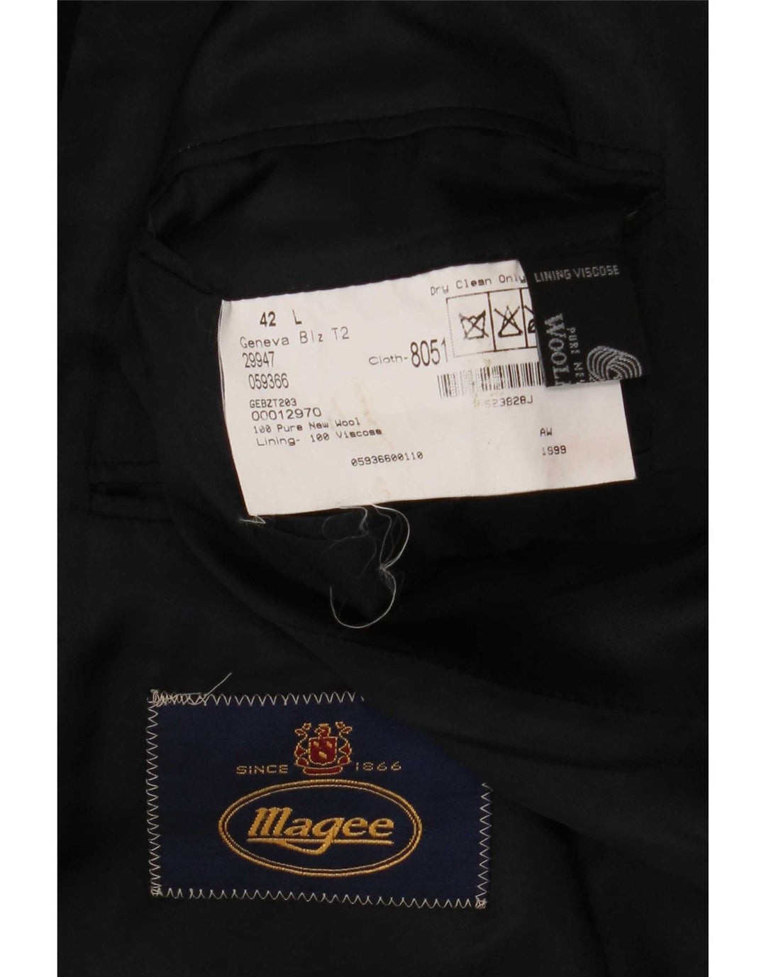 Magee Herre 2 Button Blazer Jacket UK 42 XL Navy Blue New Wool