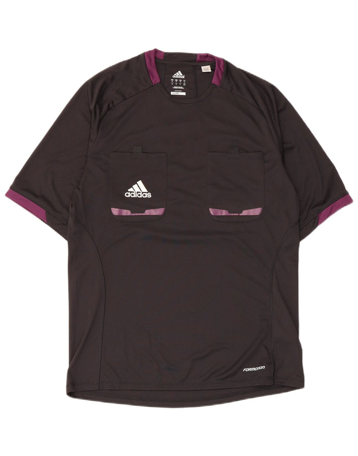 Adidas Herre Climacool T-Shirt Top Medium Sort Colourblock Polyester