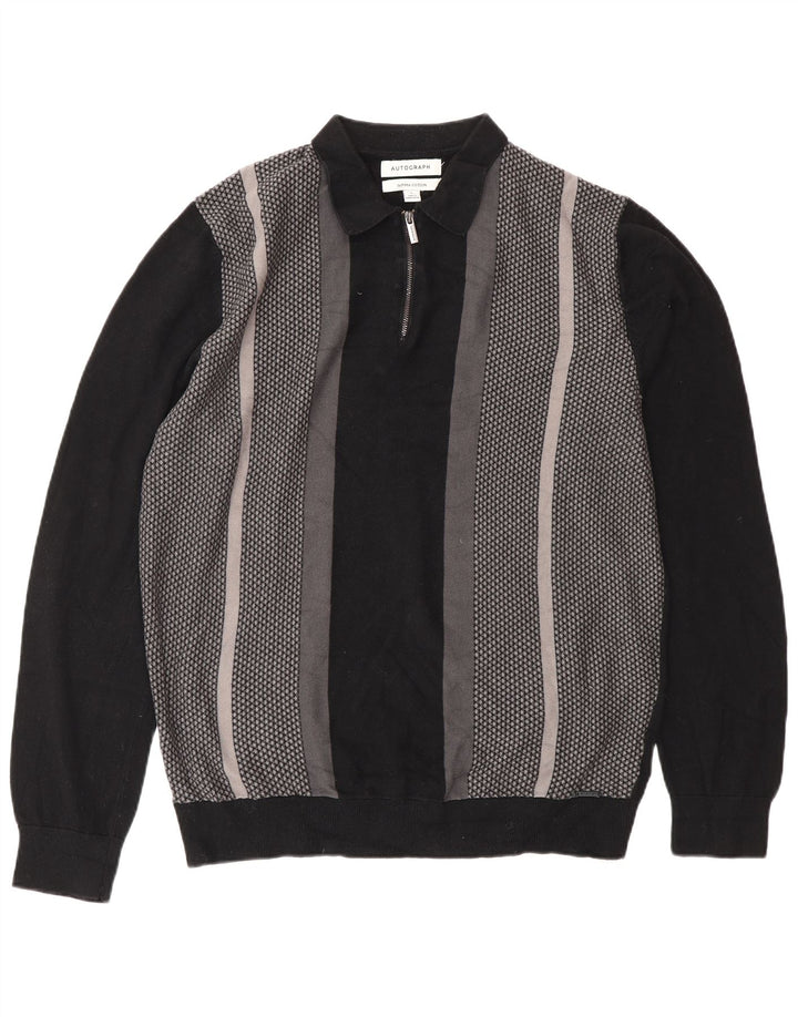 Marks & Spencer Herre Autograph Polo Neck Jumper Sweater Stor Sort