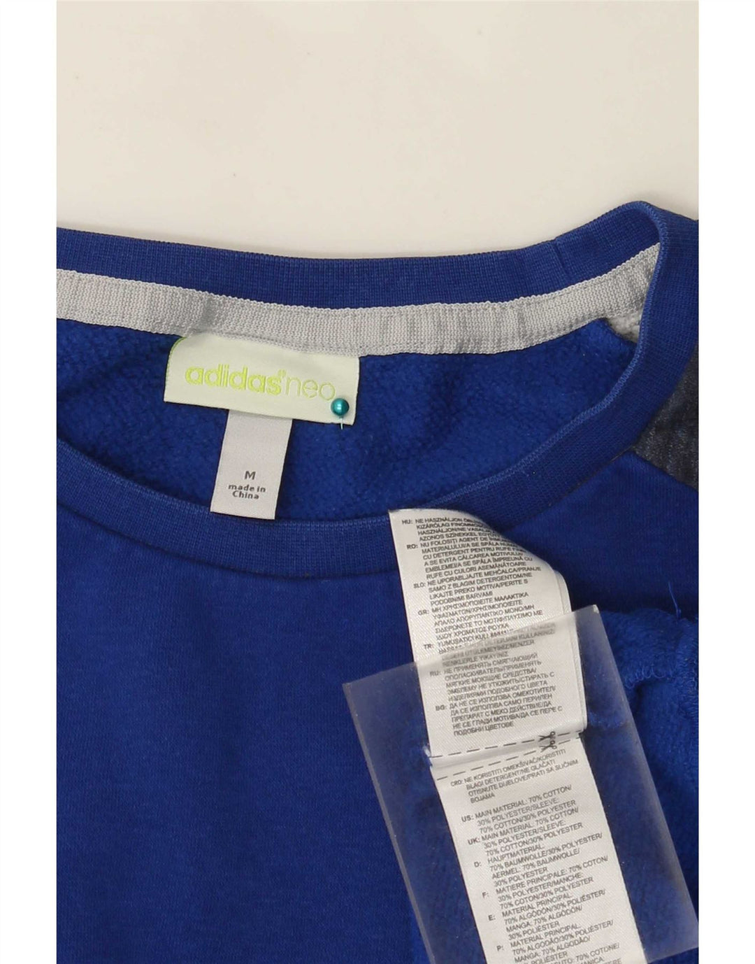 Adidas Herre Neo Graphic Sweatshirt Jumper Medium Blue Colourblock Bomuld