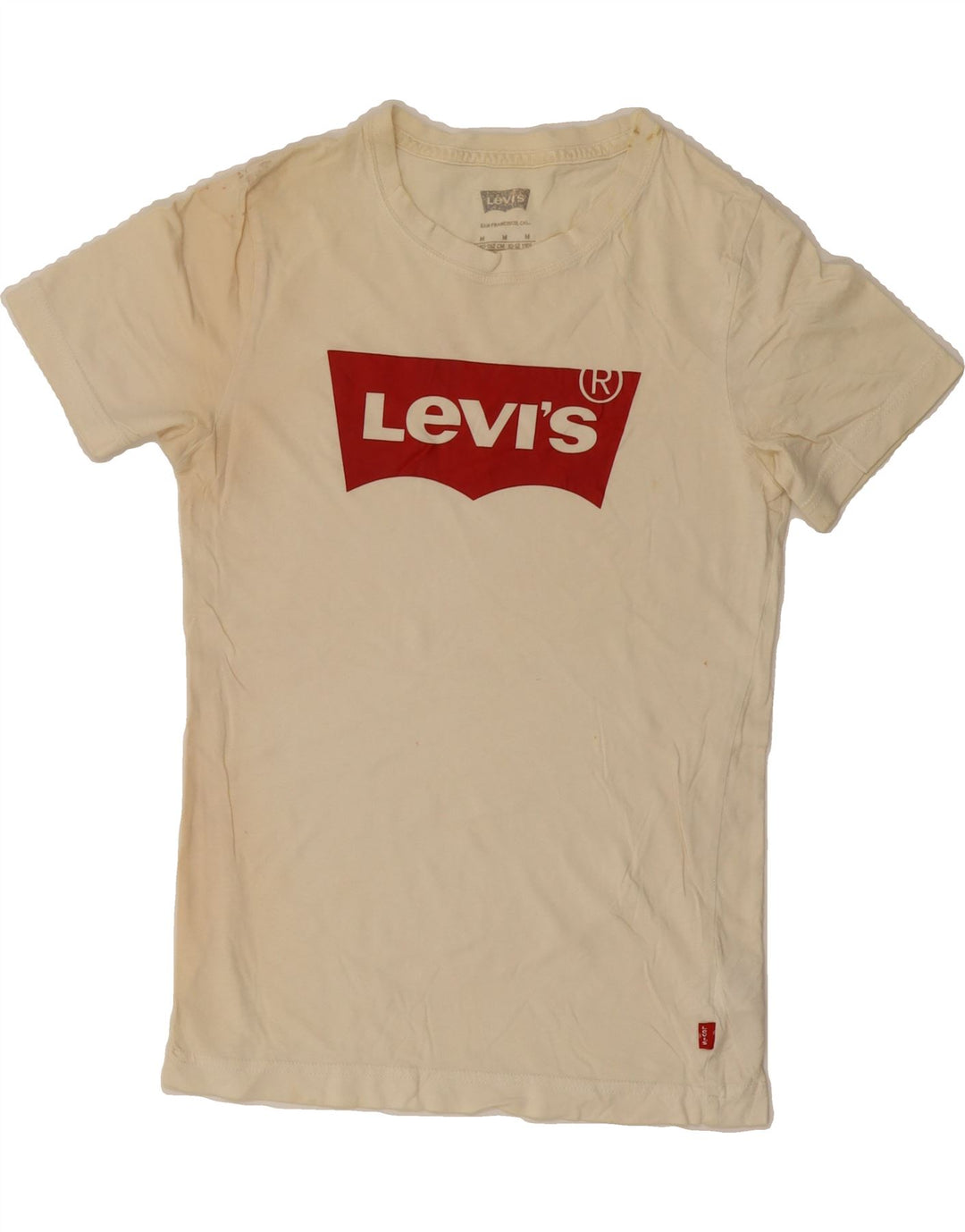 LEVI'S Boys Graphic T-Shirt Top 10-11 Years Medium  Off White Cotton Vintage Levi's and Second-Hand Levi's from Messina Hembry 