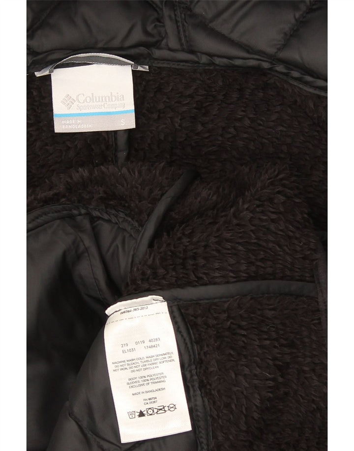 Columbia Dame Hætte Quiltet Fleecejakke UK 10 Lille Sort Polyester