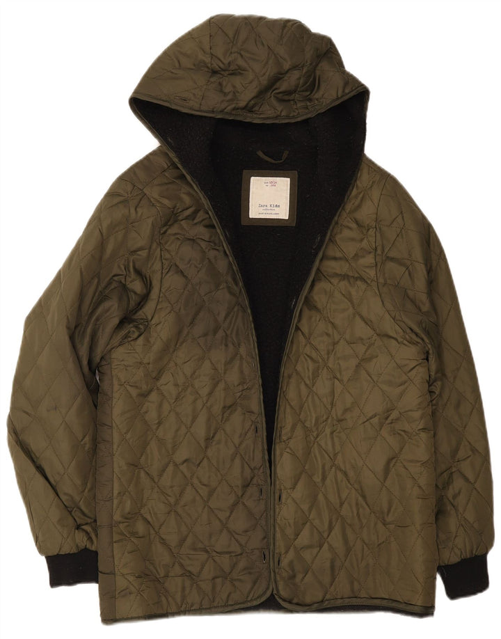 Zara Boys Hætte Liner Quiltet jakke 13-14 år Khaki Polyester