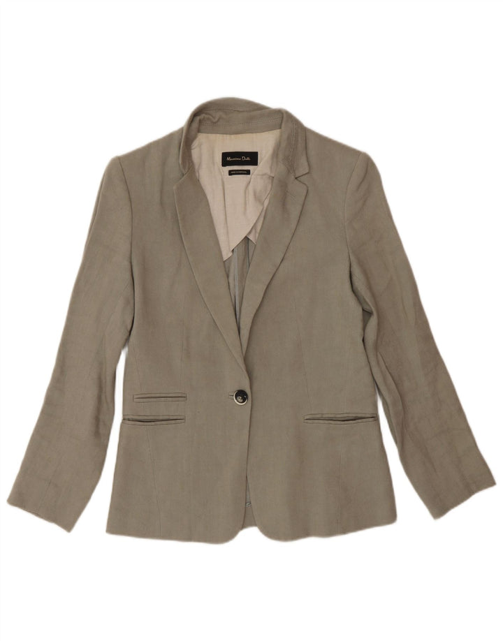 Massimo Dutti Dame 1 Knap Blazer Jakke EU 38 Small Beige Linen