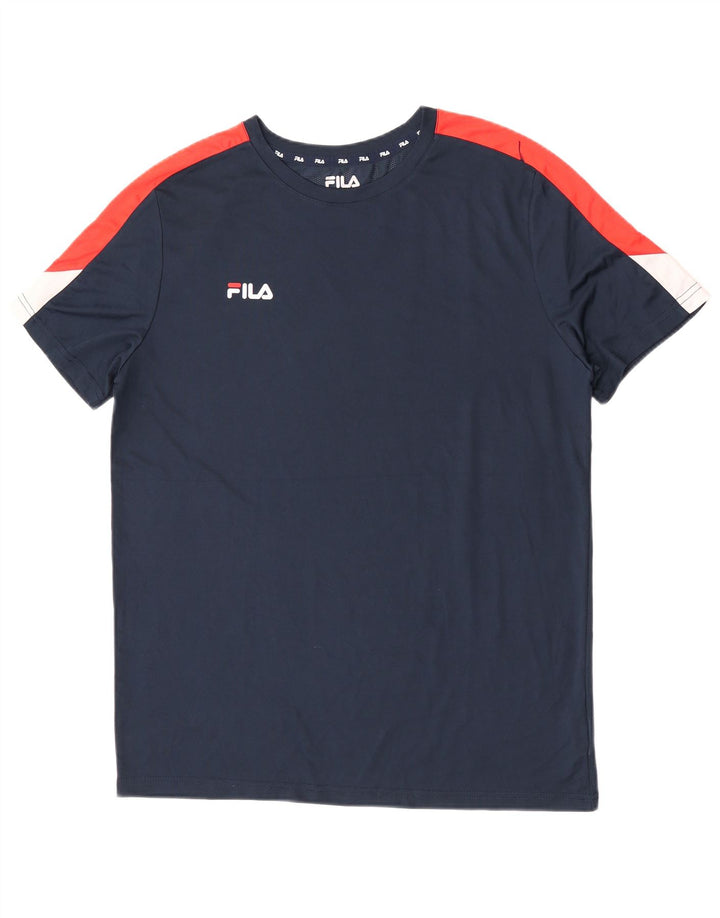 Fila Herre T-Shirt Top Stor Marineblå Colourblock Polyester