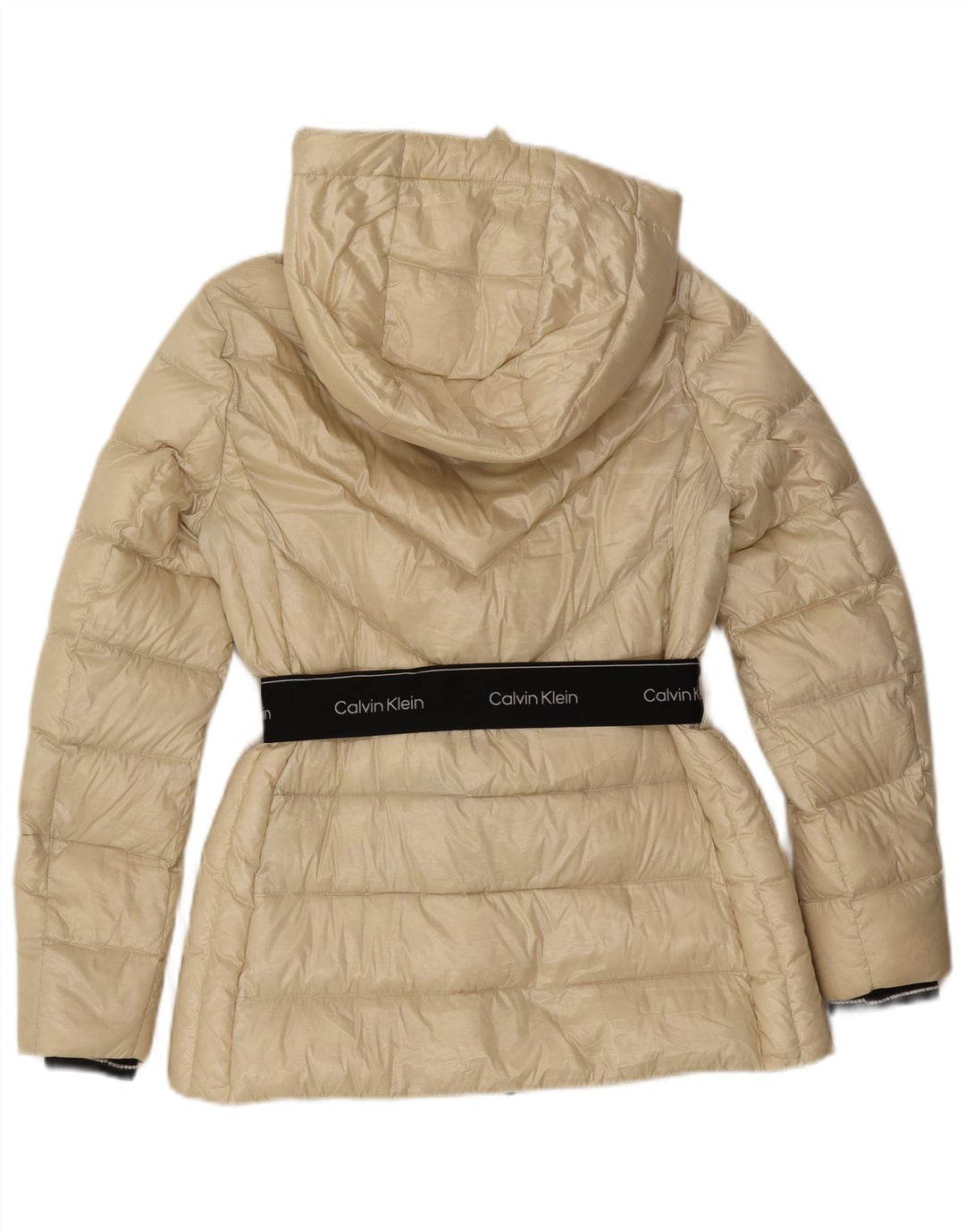 Calvin Klein Dame grafisk polstret jakke UK 10 Small Off White Colourblock