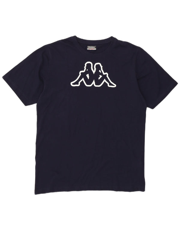 KAPPA Herre grafisk T-shirt top XL marineblå bomuld