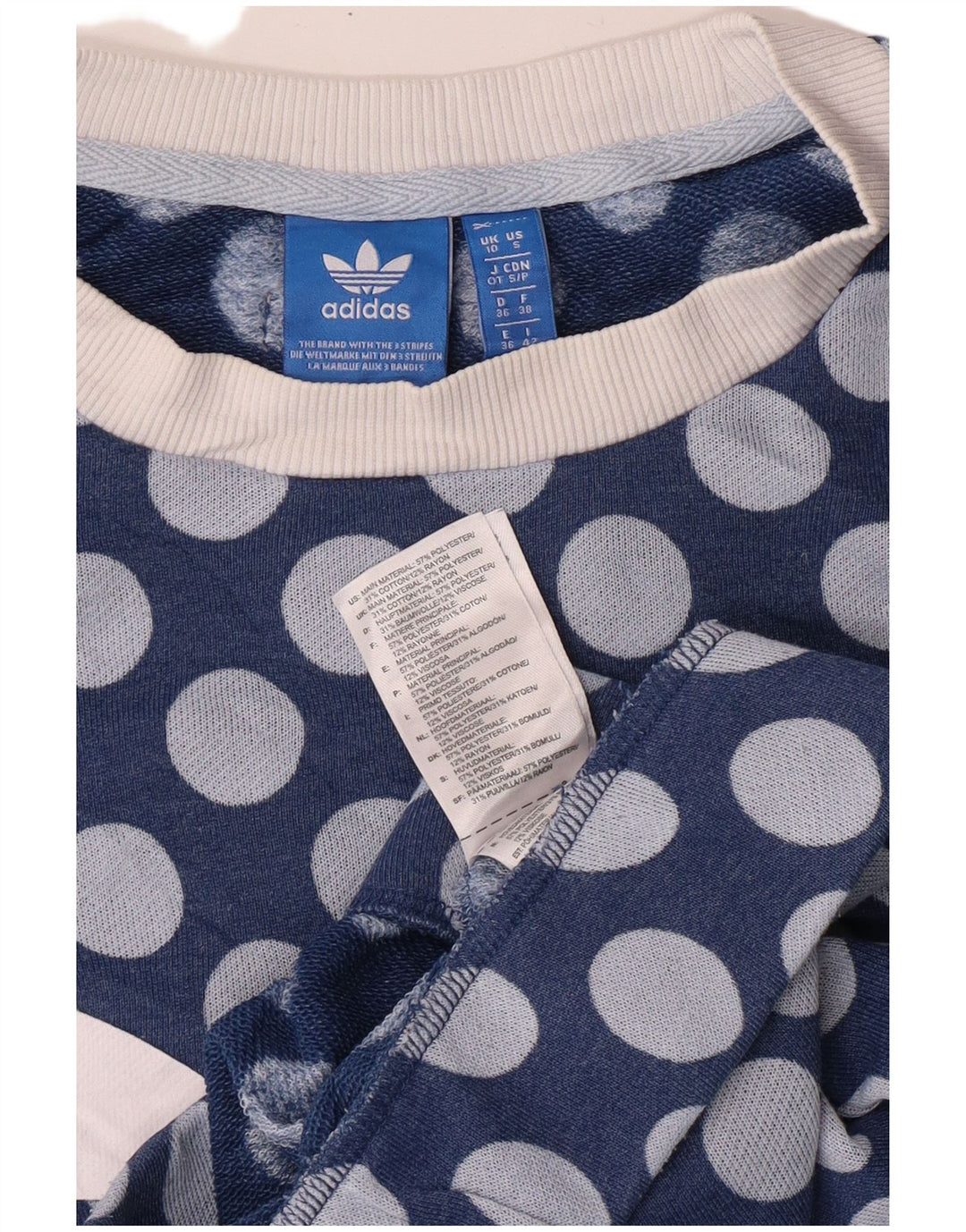 Adidas Graphic Sweatshirt Jumper UK 10 Small Blue Polyester
