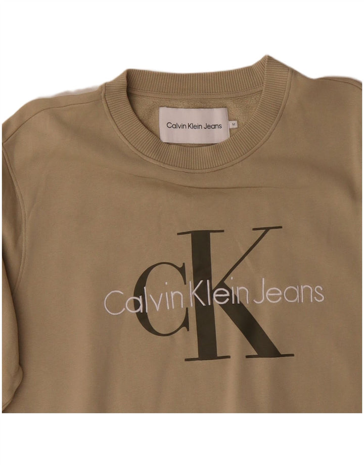 CALVIN KLEIN JEANS Grafisk sweatshirt til mænd Medium Beige Bomuld
