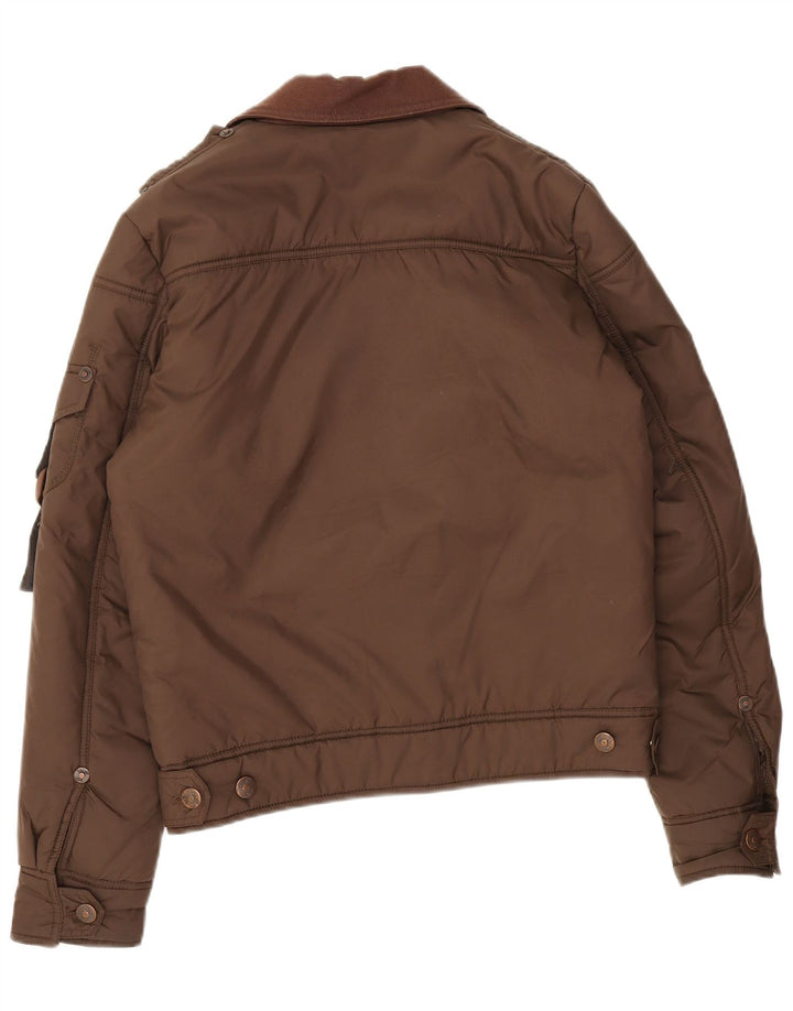 Vintage polstret bomberjakke til mænd UK 38 Medium Brown Colourblock Polyester