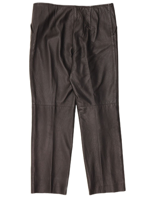 Vintage lige læderbukser til kvinder IT 46 Large W32 L28 Sort