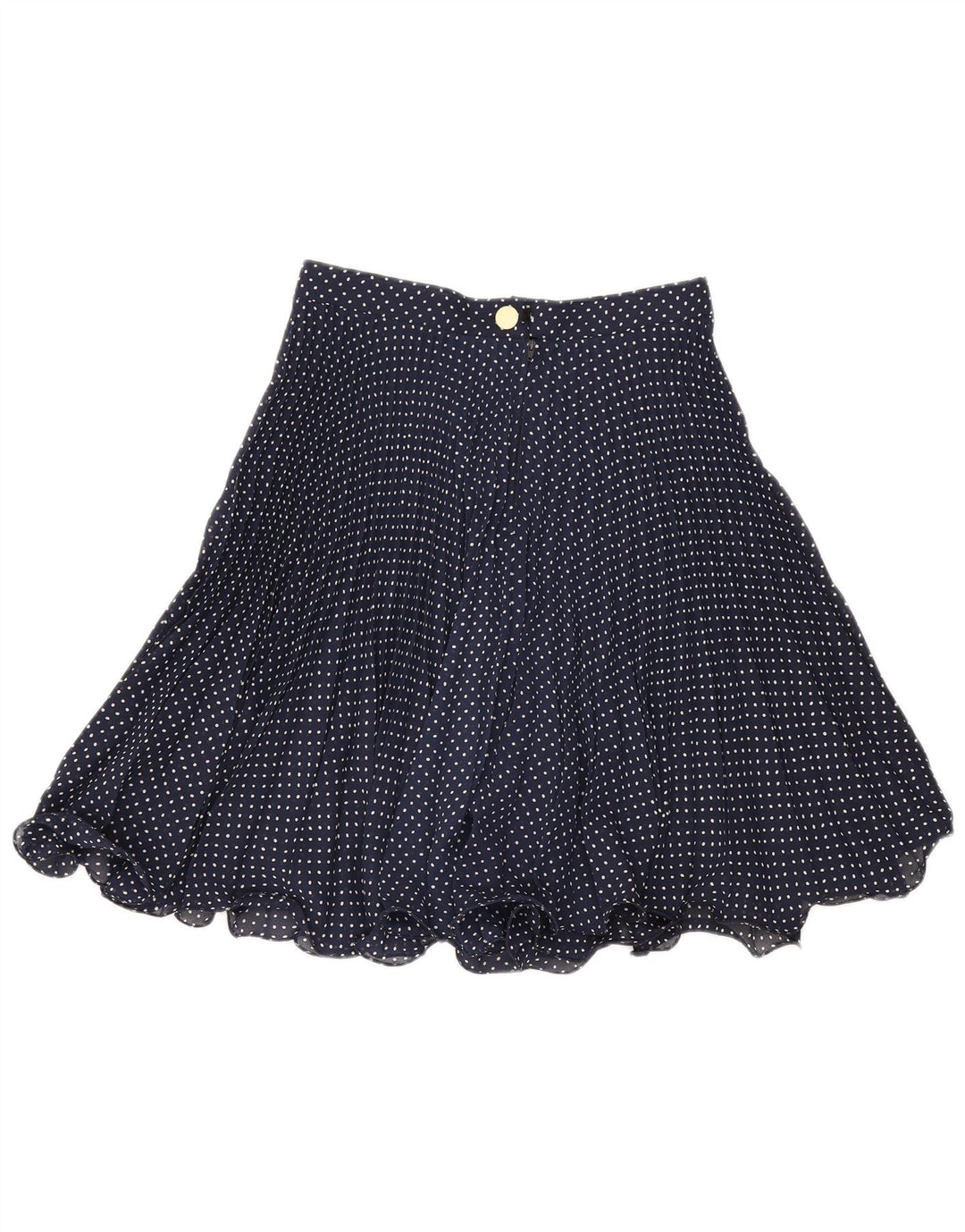 VINTAGE Womens Flared Skirt IT 46 Large W30 Navy Blue Polka Dot