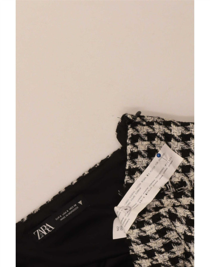 Zara Mini-nederdel til kvinder Small W26 Sort Houndstooth Polyester