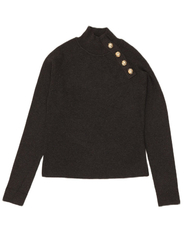 Zara Womens Crop Turtle Neck Jumper Sweater UK 14 Large Grey Viscose