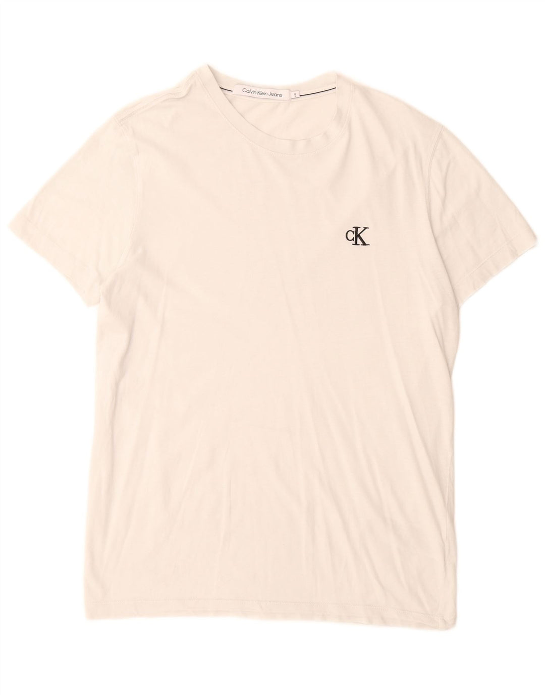Calvin Klein Jeans Herre T-Shirt Top Medium Hvid Bomuld