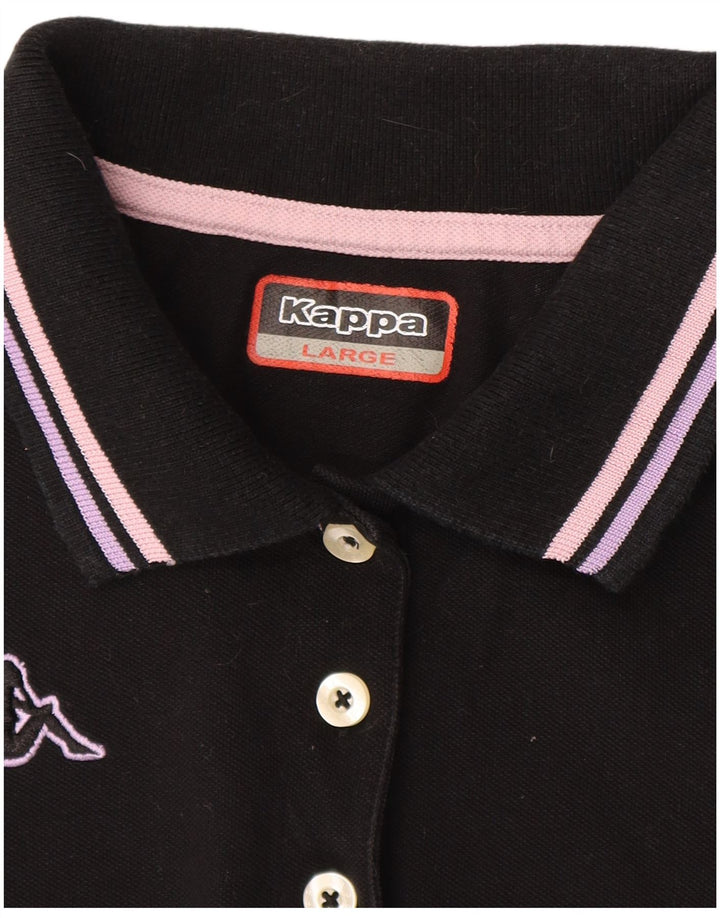 KAPPA Womens Polo Shirt UK 14 Large Black