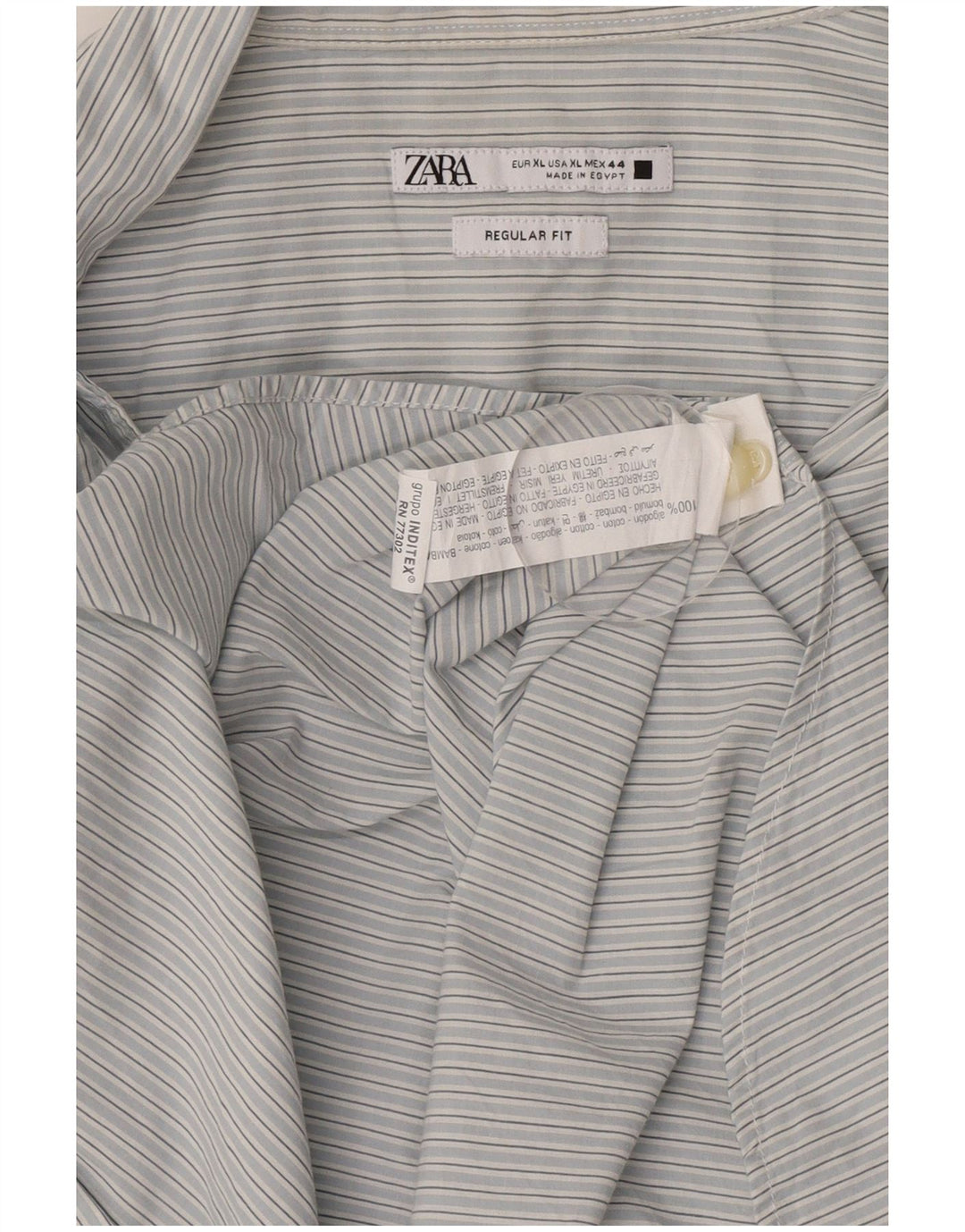 Zara herre Regular Fit skjorte XL blå stribet bomuld