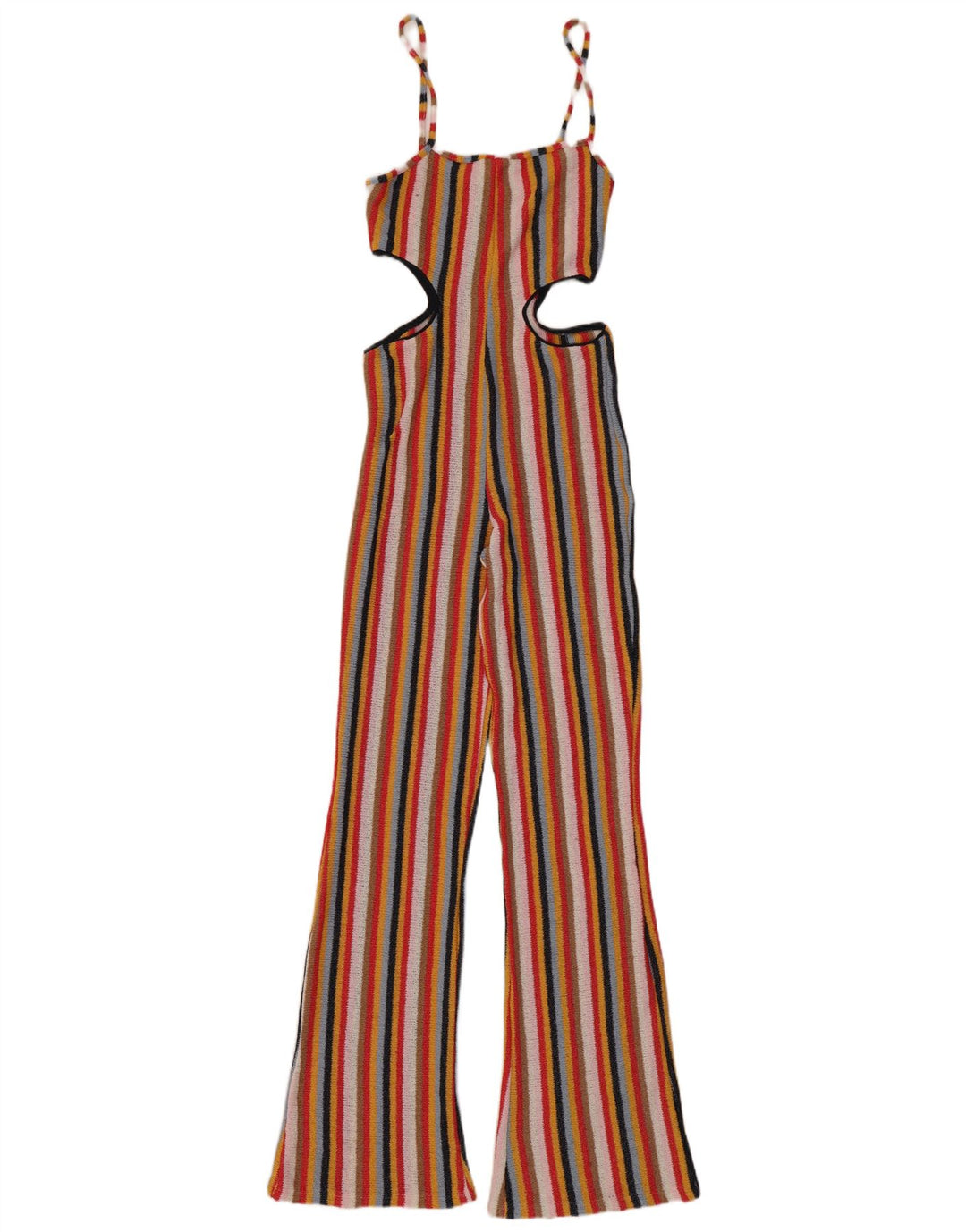 Zara Womens Cut Out Ærmeløs Jumpsuit UK 8 Small Multicolored Striped