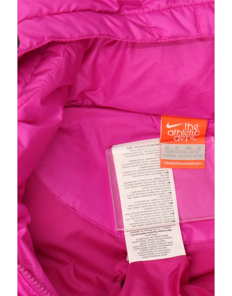 NIKE Womens Loose Fit Hooded Padded Gilet UK 6 XS Pink Polyester Vintage Nike and Second-Hand Nike from Messina Hembry 