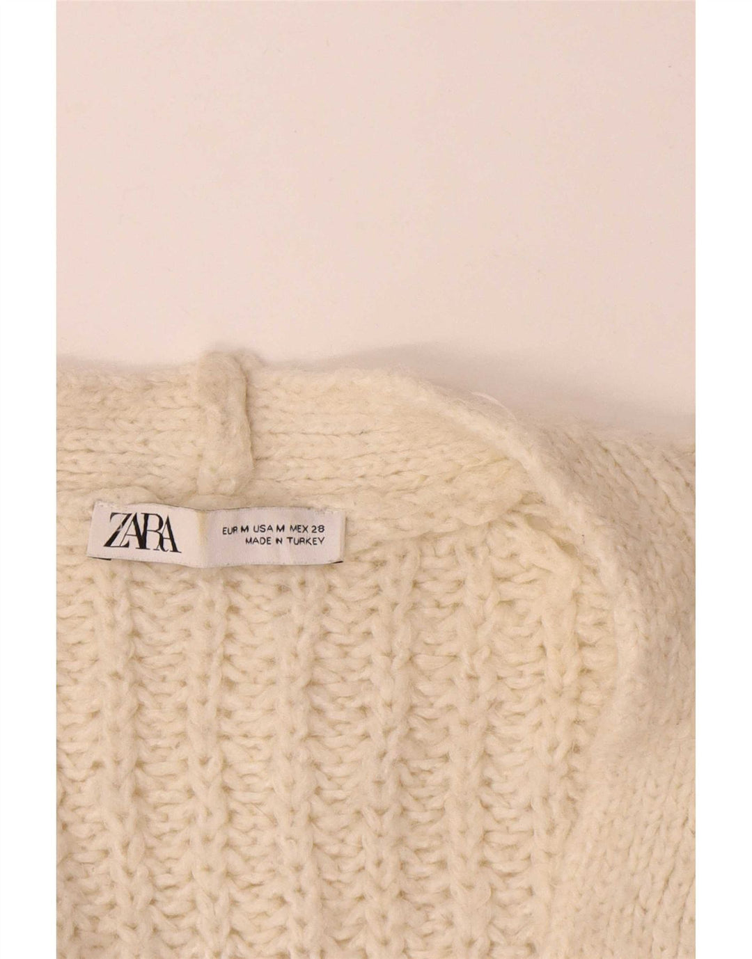 Zara Dame Oversized Open Cardigan Sweater UK 14 Medium Beige Akryl