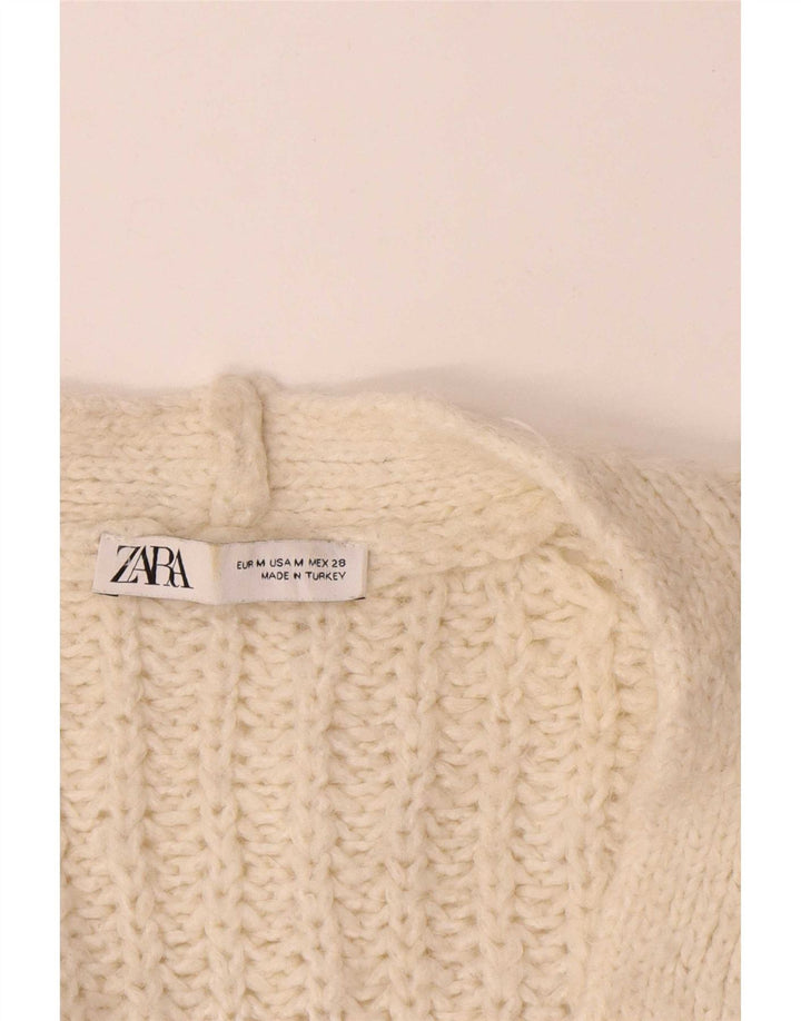 Zara Dame Oversized Open Cardigan Sweater UK 14 Medium Beige Akryl