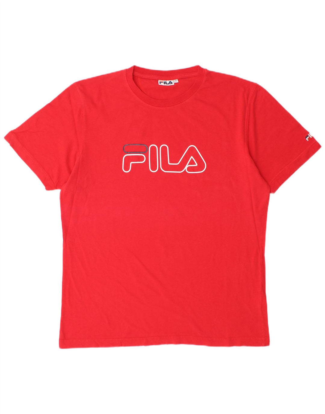 Fila Herre Grafisk T-Shirt Top XL Rød Bomuld