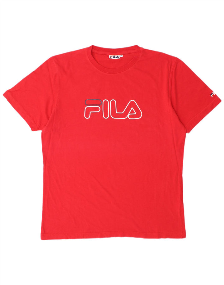 Fila Herre Grafisk T-Shirt Top XL Rød Bomuld