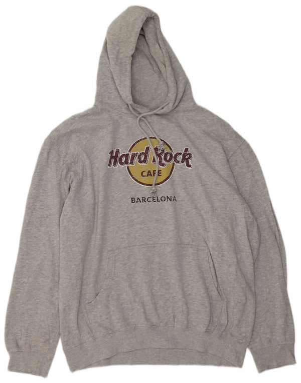 Hard Rock Cafe Herre Barcelona Graphic Hoodie Jumper 2XL Grå Flecked Bomuld