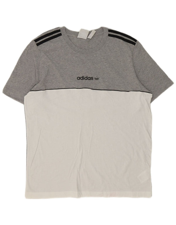 Adidas Herre grafisk T-shirt Top Stor Grå Colourblock Bomuld