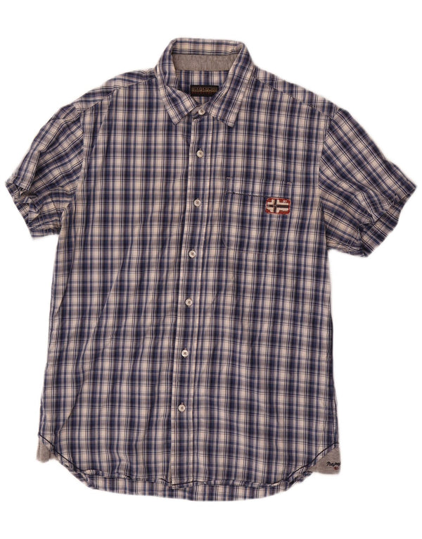 Napapijri Kortærmet Herreskjorte Medium Navy Blue Check