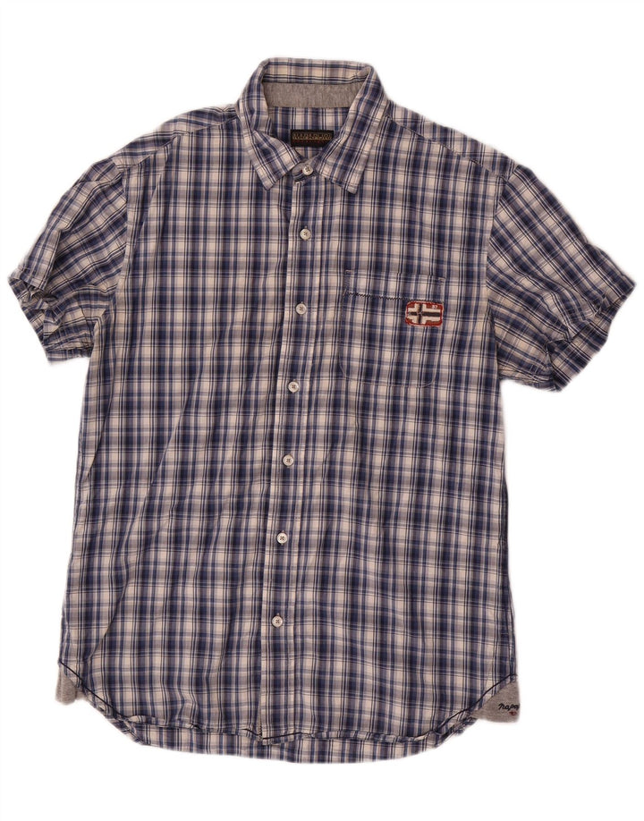 Napapijri Kortærmet Herreskjorte Medium Navy Blue Check