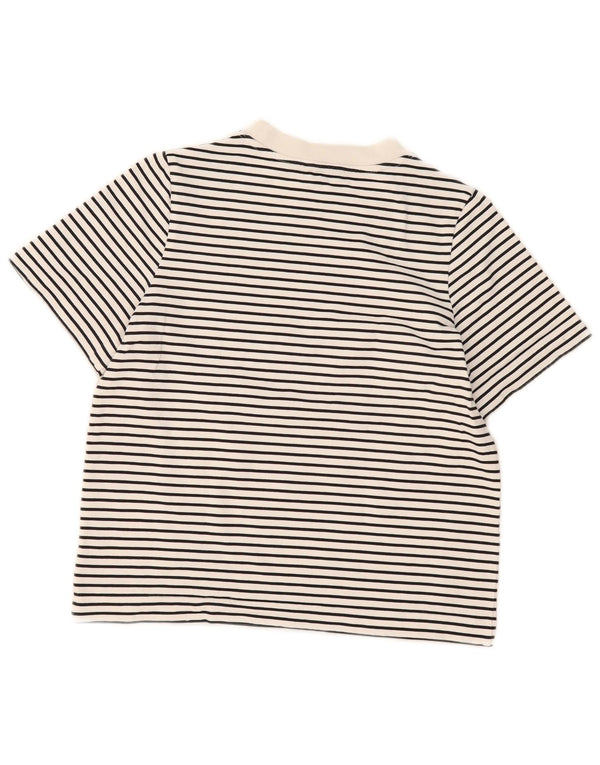 Cos Dame T-Shirt Top UK 10 Lille hvid stribet bomuld