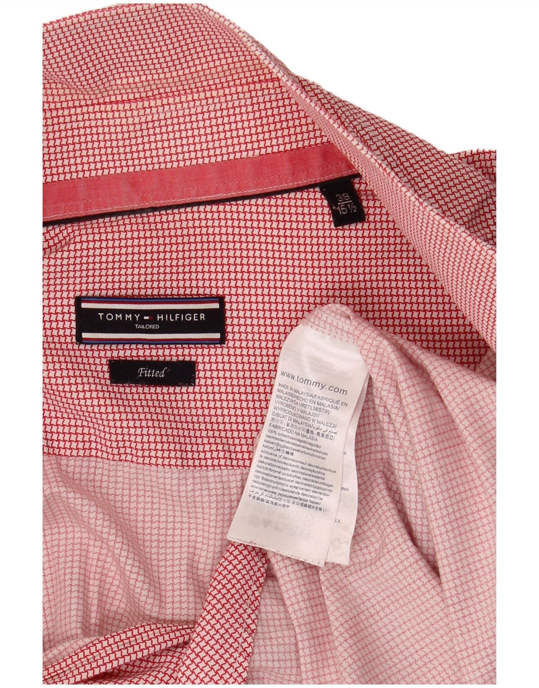 Tommy Hilfiger Skræddersyet skjorte herre str. 39 15 1/2 Medium Rød Houndstooth