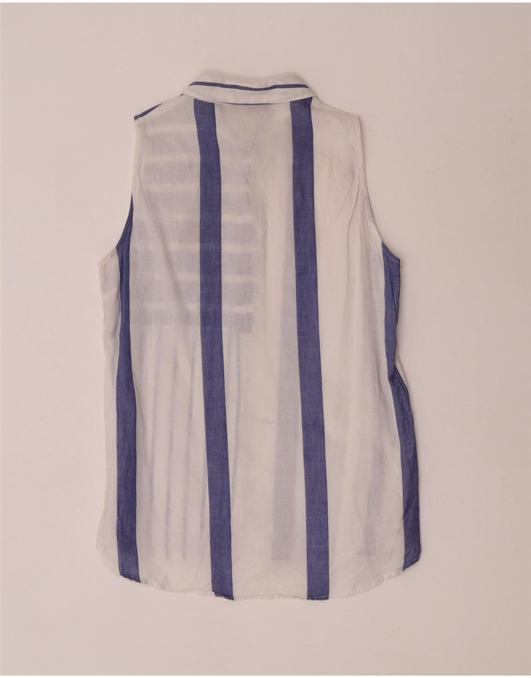 Zara ærmeløs skjortebluse til kvinder UK 12 Mellem marineblå stribet