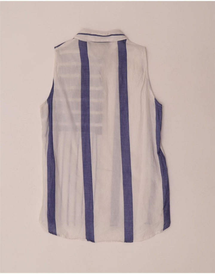 Zara ærmeløs skjortebluse til kvinder UK 12 Mellem marineblå stribet