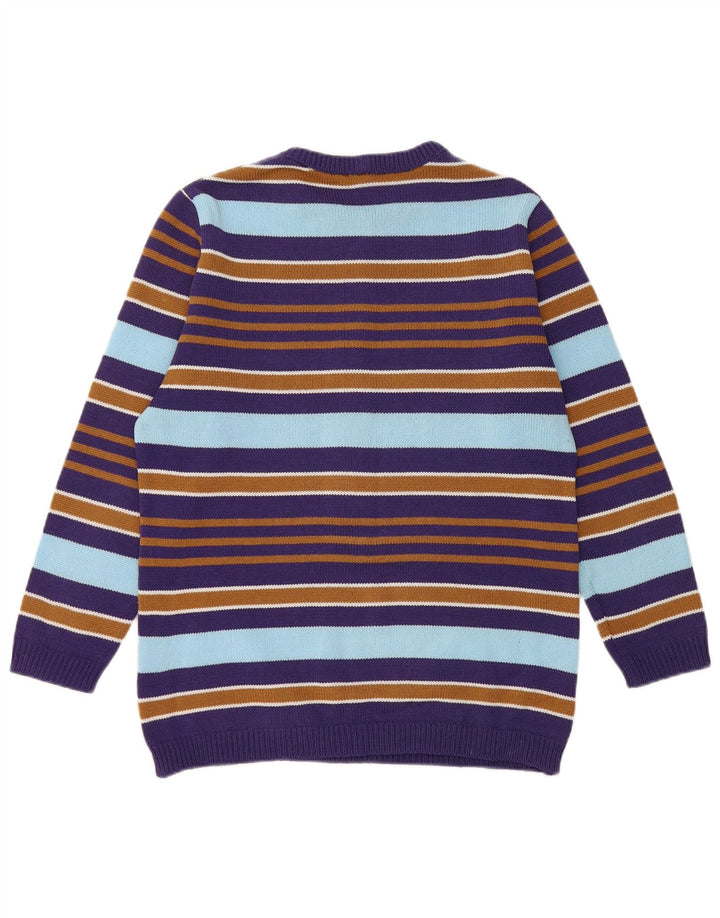 Vintage dame sweater med rund hals IT 42 Medium lilla stribet