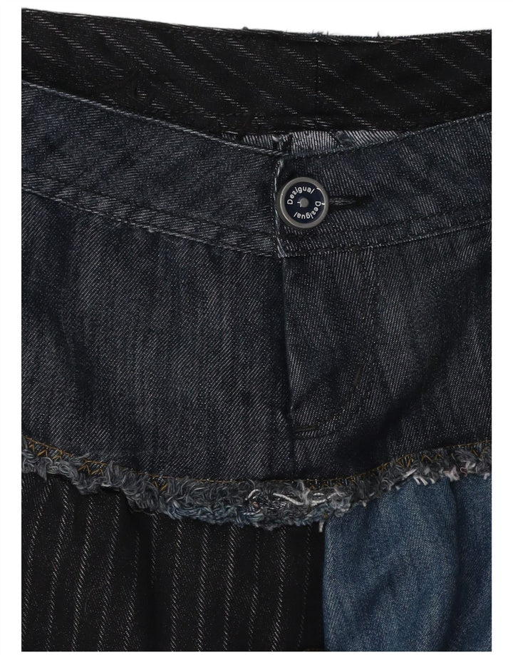 Desigual Dame Denim Bubble Skirt W32 Large Navy Blue Patchwork Bomuld
