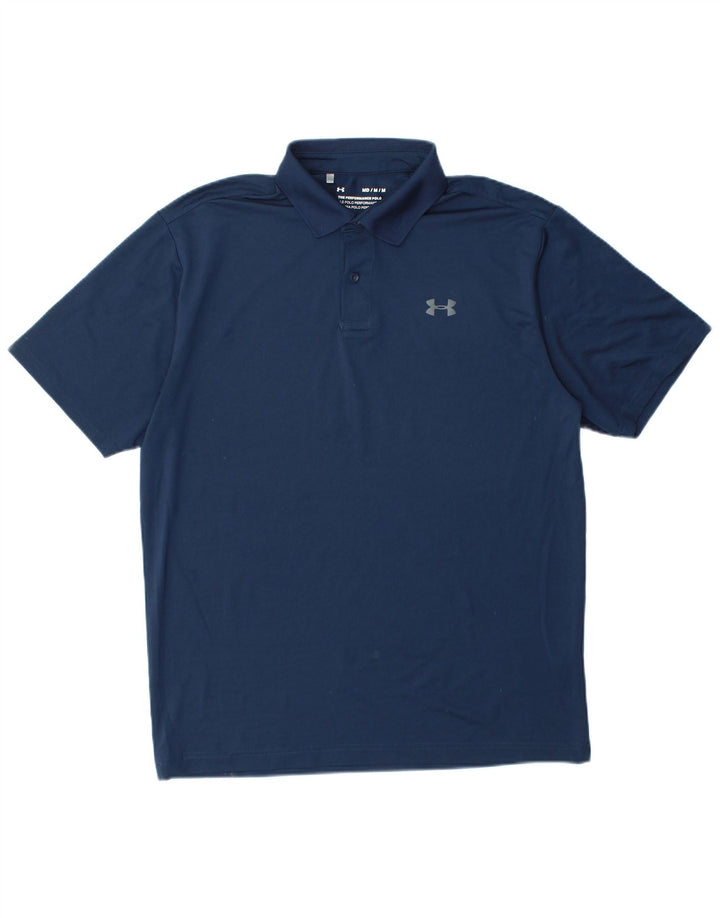 UNDER ARMOR Herre Heat Gear Polo Shirt Medium Navy Blue Polyester
