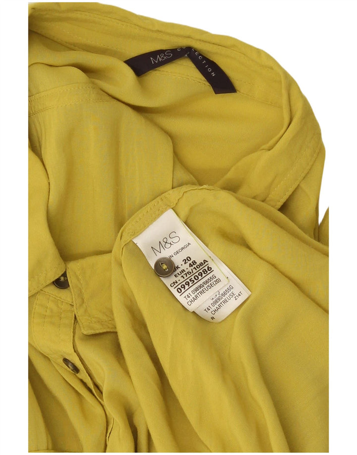 Marks & Spencer skjortebluse til kvinder UK 20 2XL Gul viskose