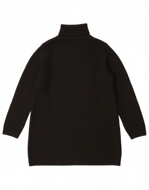 Zara Dame Longline rullehals sweater UK 14 Medium Sort Polyester