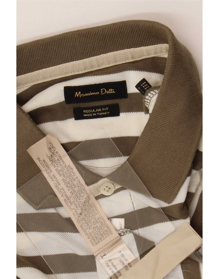 Massimo Dutti herre poloshirt Stor brun stribet bomuld