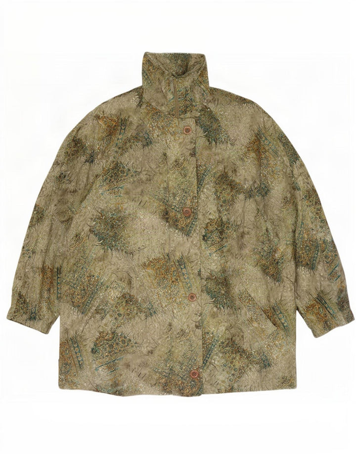 Vintage Dame Windbreaker Coat UK 20 2XL Grøn Floral Polyester