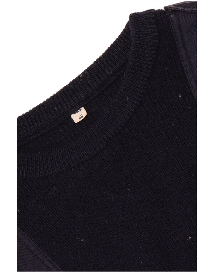 Vintage Herre militære besætningshals sweater IT 48 Medium Navy Blue
