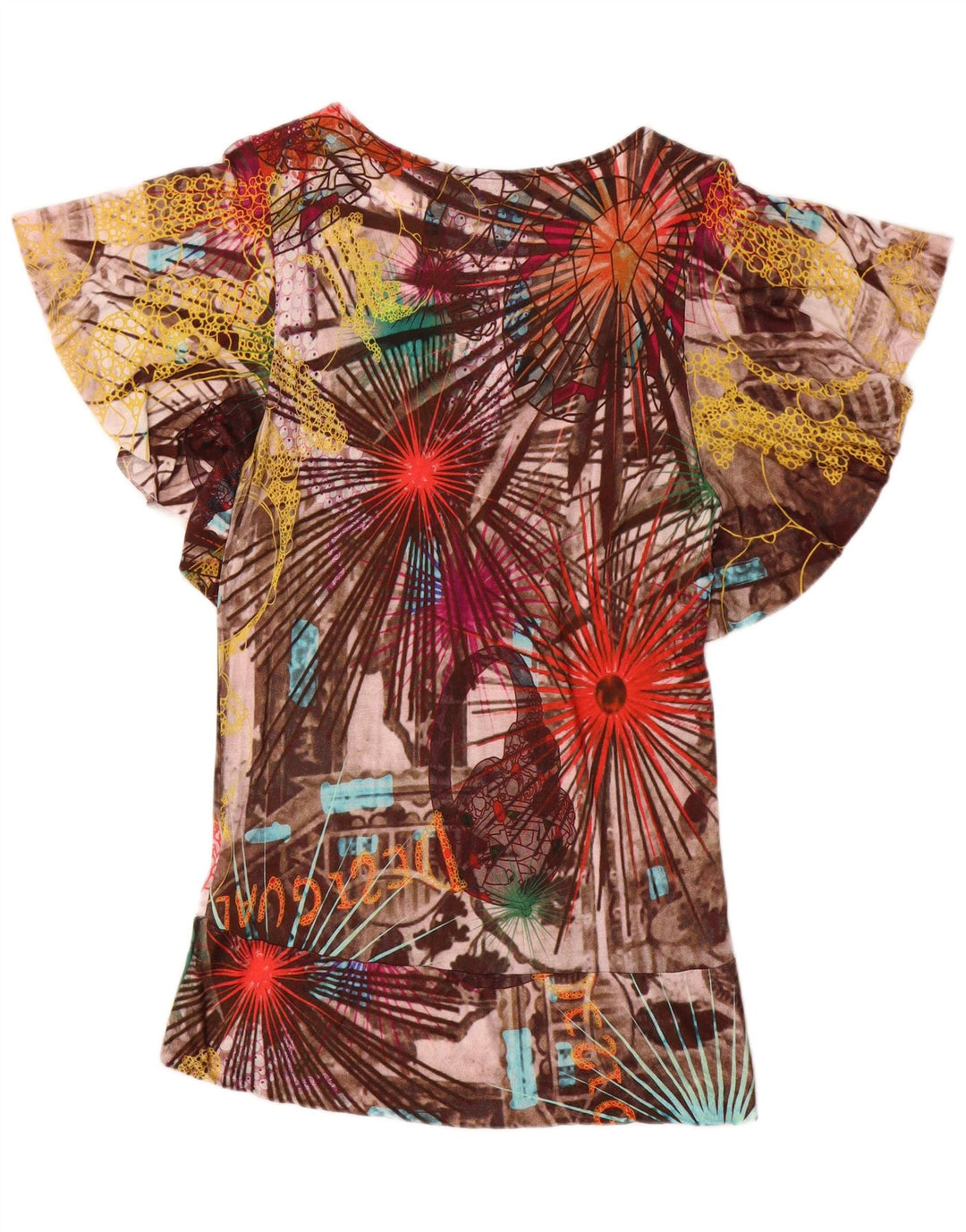 Desigual Dame Bluse Top UK 18 XL Flerfarvet Patchwork Viscose
