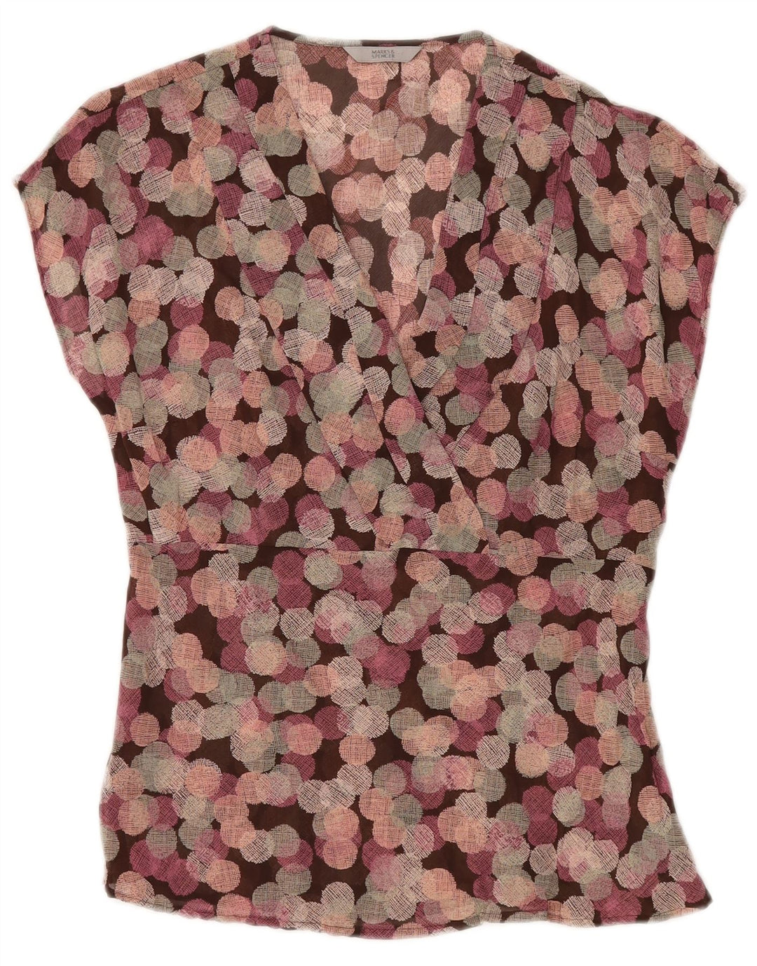 MARKS & SPENCER Dame ærmeløs bluse top UK 12 Medium Lilla Geometrisk
