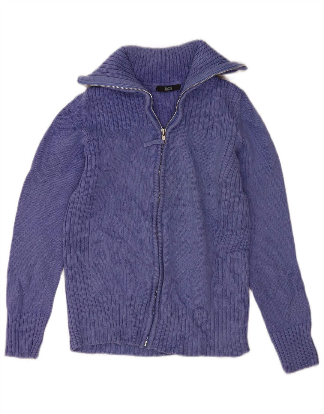 Marks & Spencer Dame Cardigan Sweater UK 12 Medium Lilla Bomuld